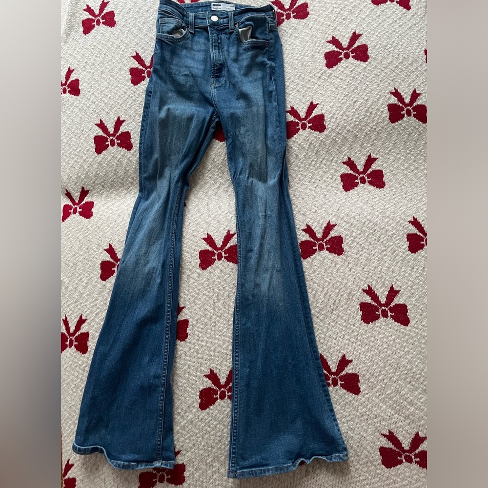 Bershka flare jeans worn a hand full of times